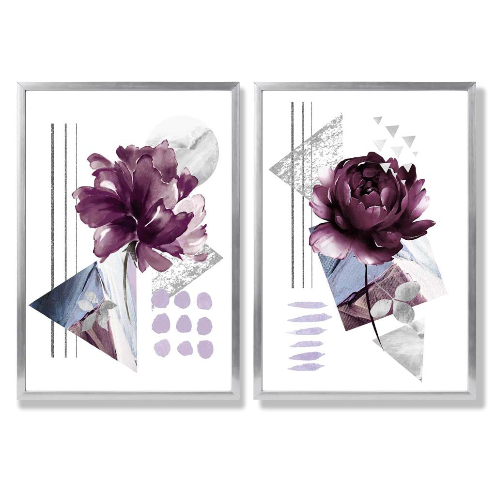 Moderne Kunsttrykk Sett med 2 Blomsterdesign 9