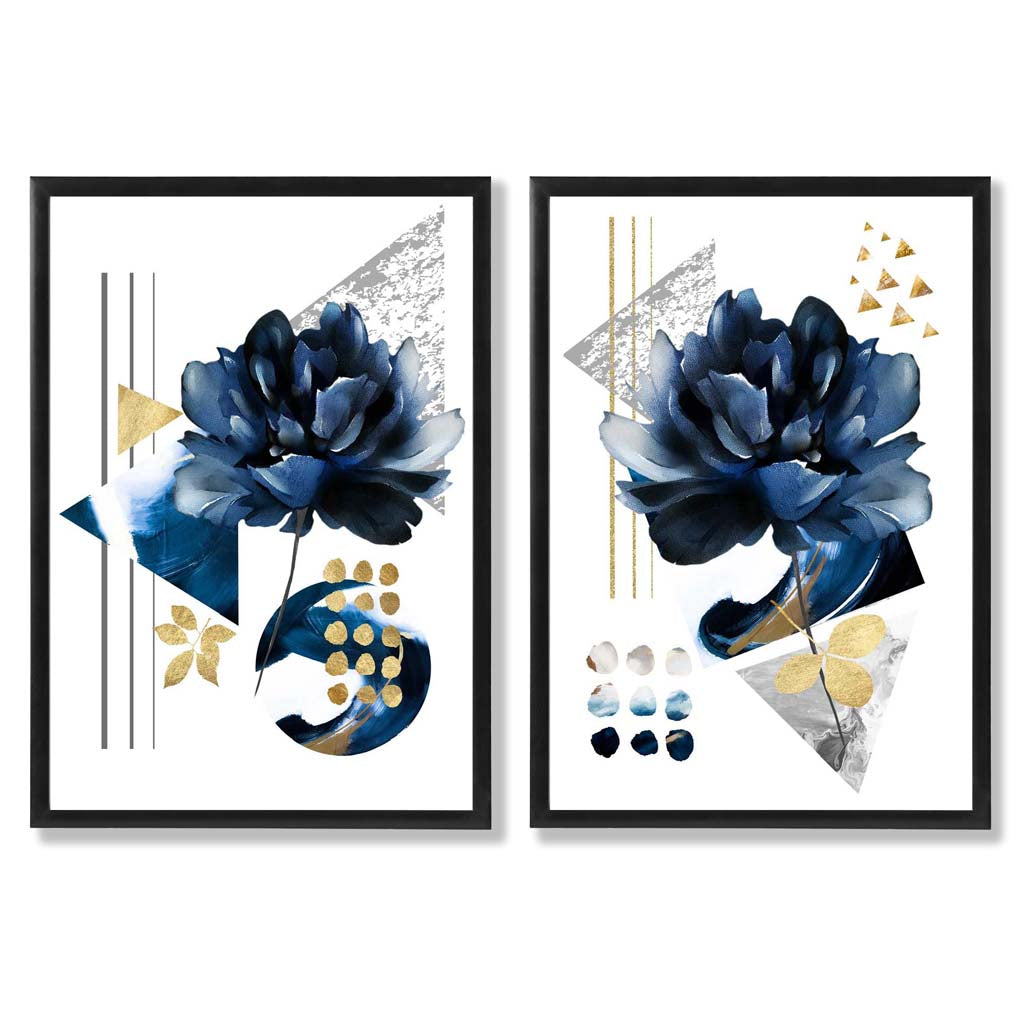 Moderne Kunsttrykk Sett med Blå Blomster 0