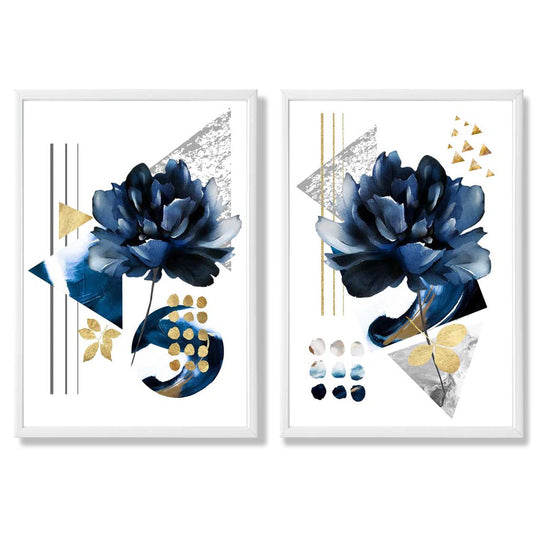 Moderne Kunsttrykk Sett med Blå Blomster 3