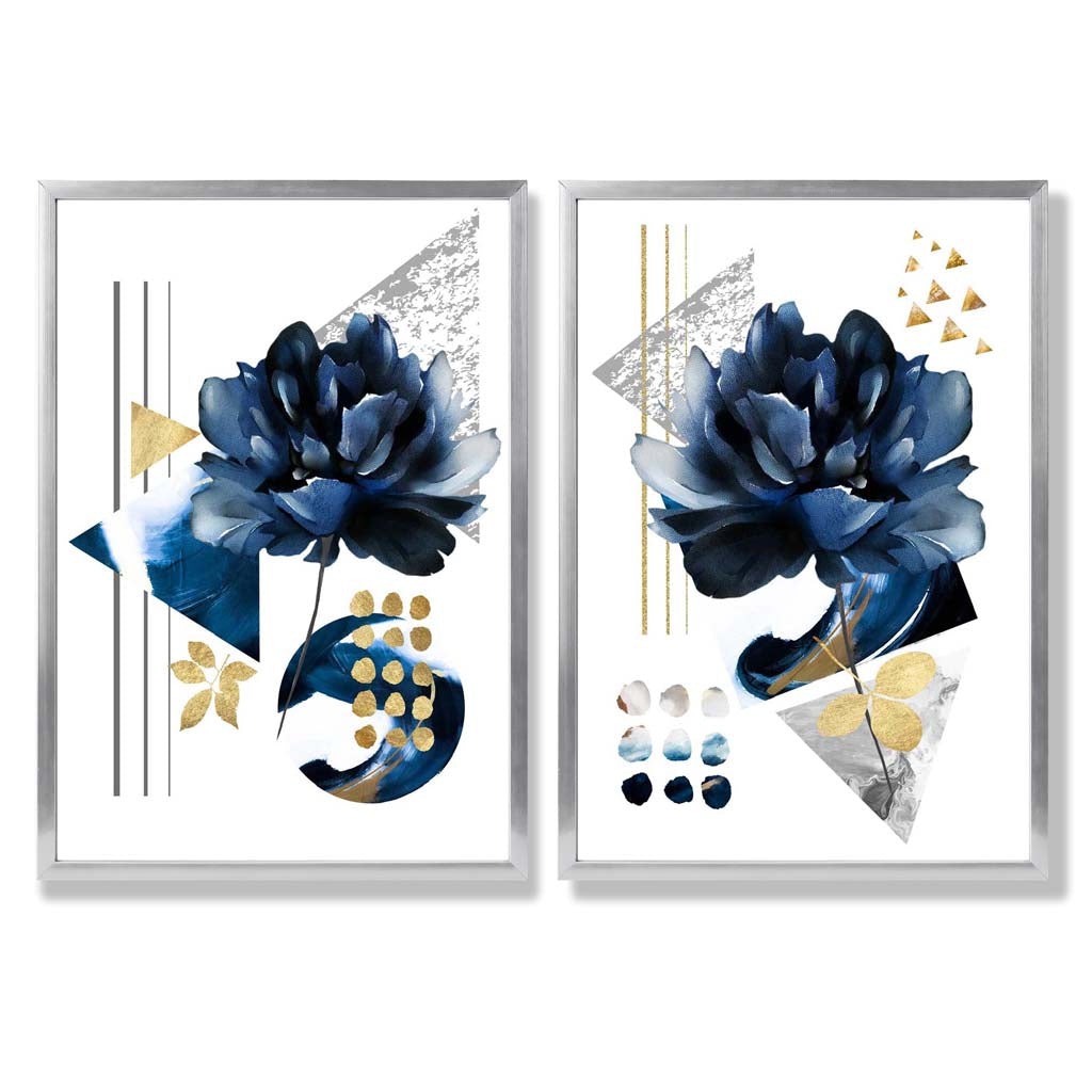 Moderne Kunsttrykk Sett med Blå Blomster 9