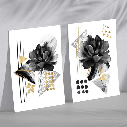 Moderne Kunsttrykk Sett med Blomsterdesign - To Unike Kunstverk 0