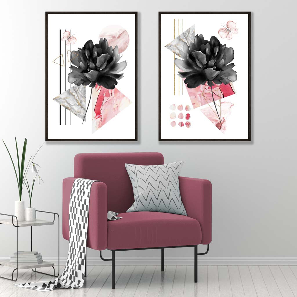 Moderne Kunsttrykk Sett med Blomsterdesign 1