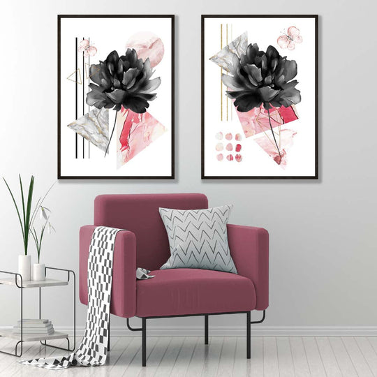 Moderne Kunsttrykk Sett med Blomsterdesign 1