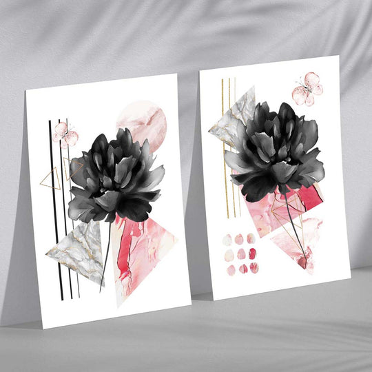 Moderne Kunsttrykk Sett med Blomsterdesign 2
