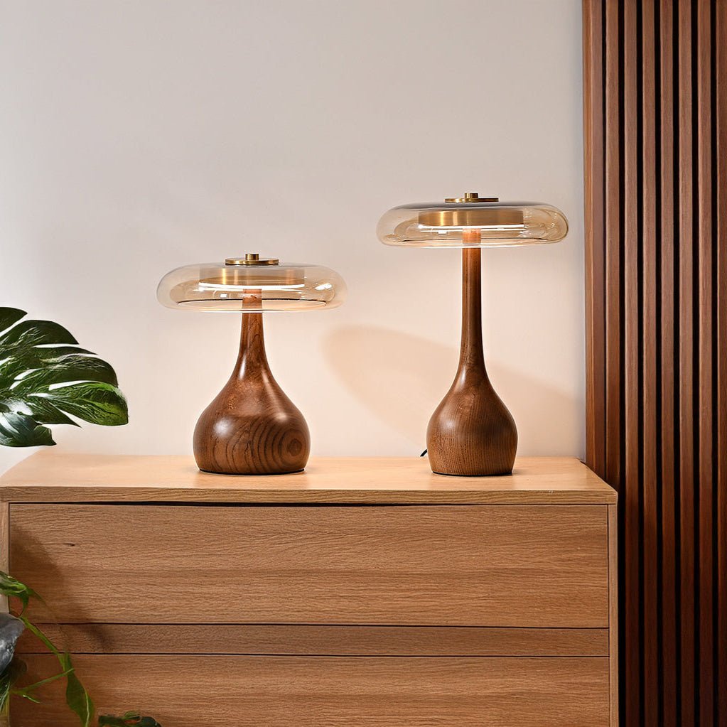 Moderne LED-bordlampe med Dimmer og Tresokkel 2