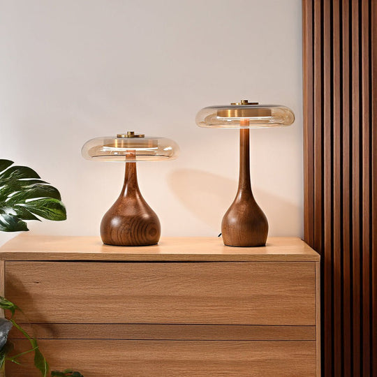 Moderne LED-bordlampe med Dimmer og Tresokkel 2