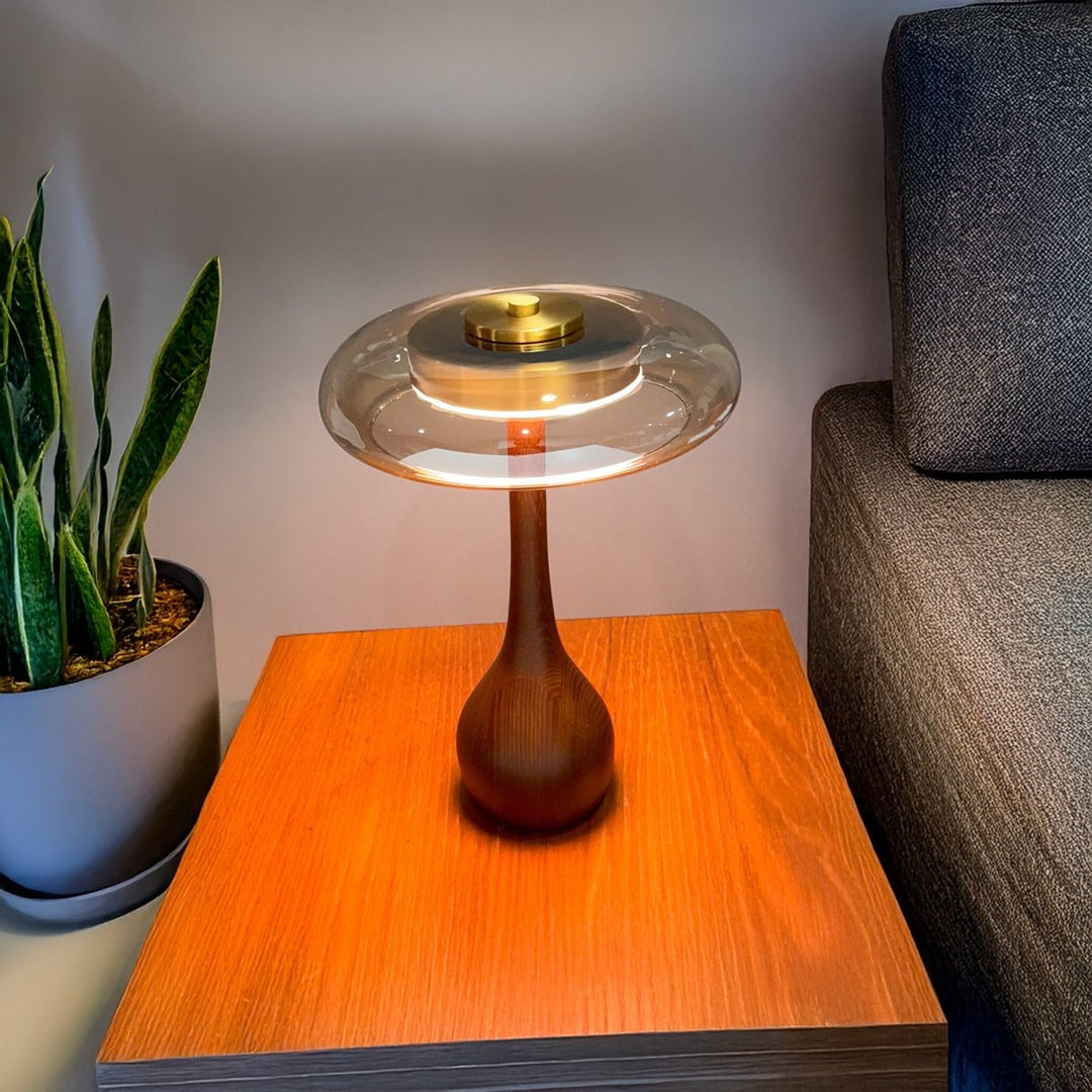 Moderne LED-bordlampe med Dimmer og Tresokkel 3