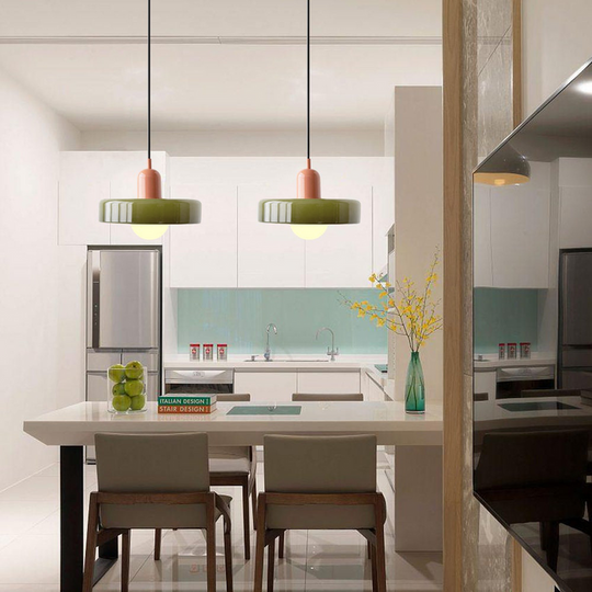 Moderne Pendellampe Geometrisk Design i Fargerik Glass 2