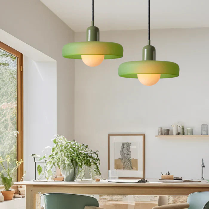 Moderne Pendellampe Geometrisk Design i Fargerik Glass 28