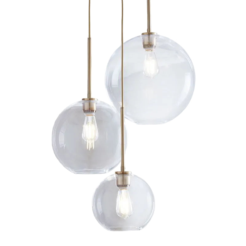Moderne Pendellampe i Glass med Messingbase 0