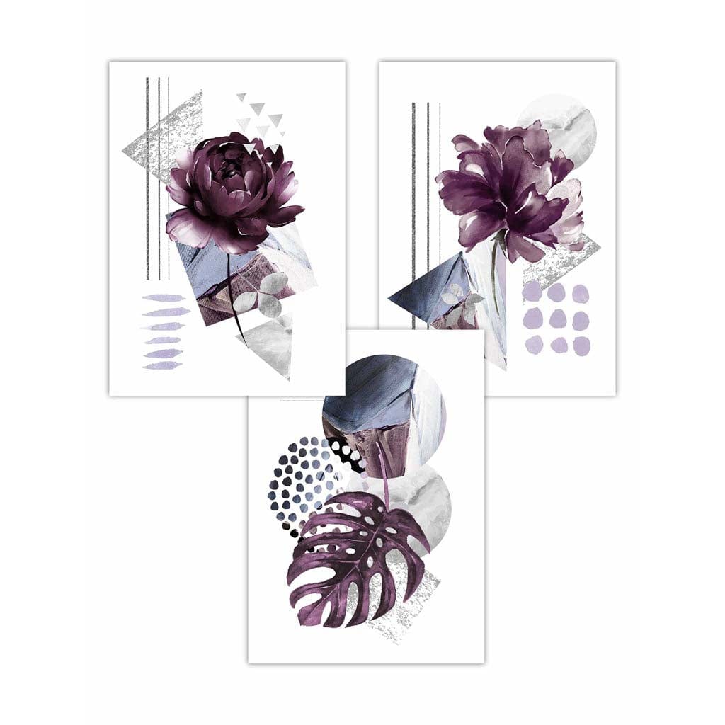 Moderne Veggkunstsett med Botaniske Motiver 0