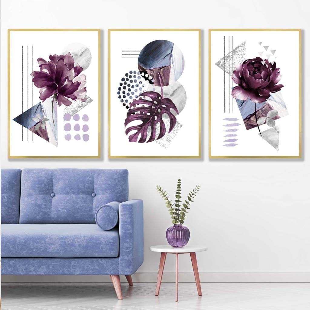 Moderne Veggkunstsett med Botaniske Motiver 4