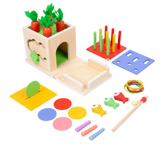 Montessori Lekeboks for Babyer med 8 Aktiviteter 2