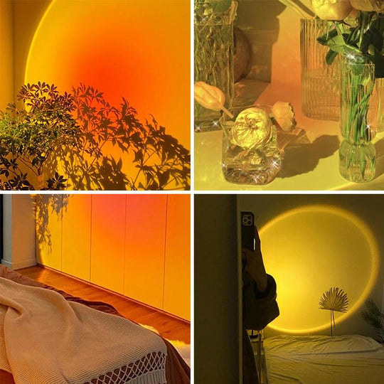 Mood Lampe med Solnedgangsprojeksjon og Roterbart Hode 7