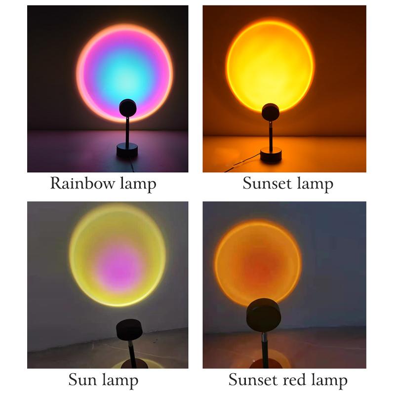 Mood Lampe med Solnedgangsprojeksjon og Roterbart Hode 8