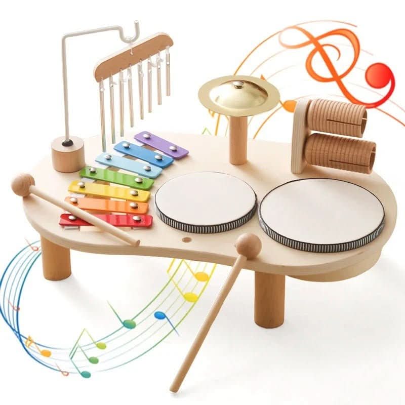 Musikalsk Treleketøy Sett for Babyer med Xylofon og Instrumenter 6
