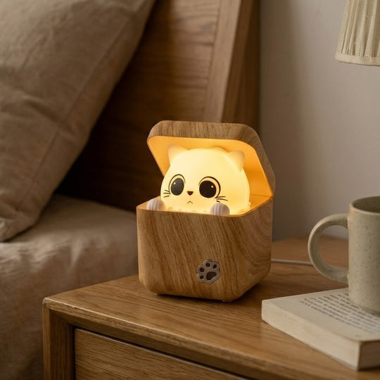 Nattlampe Barn Katt Design med Mykt Lys og Dimbar Funksjon 2