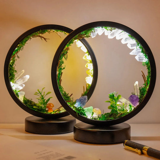 Nattlampe Barn Rund Ramme med Krystaller og LED Belysning 1