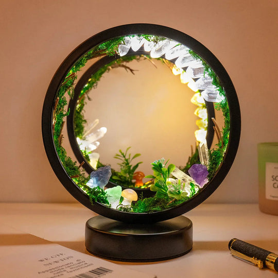 Nattlampe Barn Rund Ramme med Krystaller og LED Belysning 4