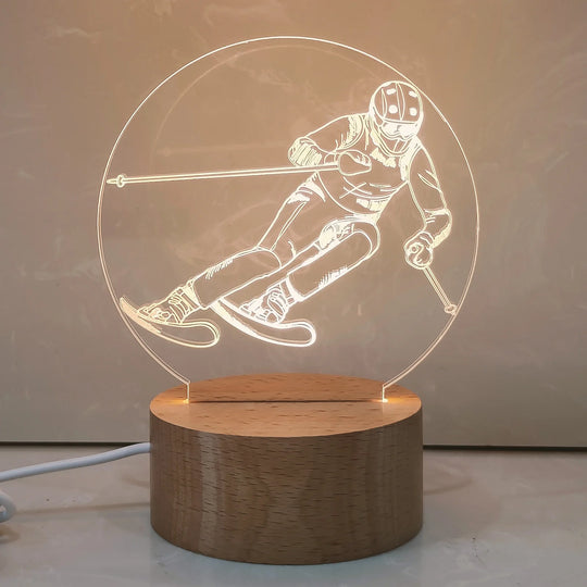 Nattlampe med 3D-effekt og trebase for stemningsfull belysning 4
