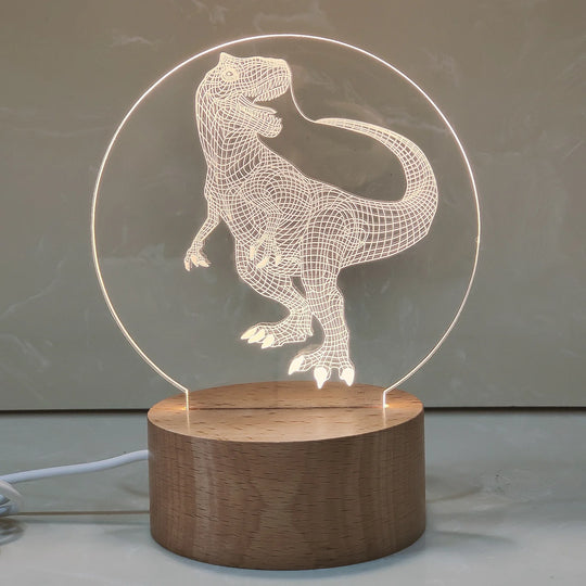 Nattlampe med 3D-effekt og trebase for stemningsfull belysning 6