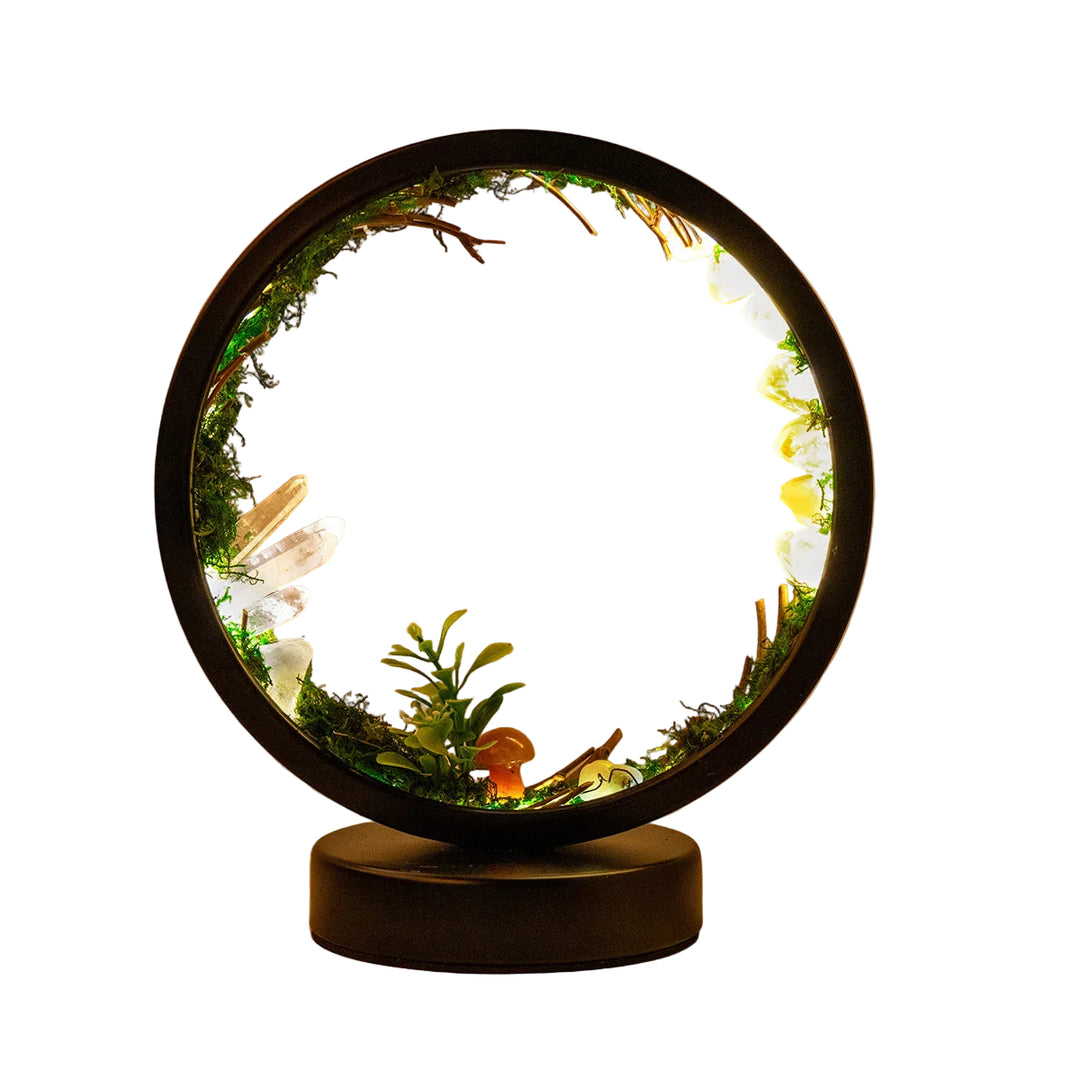 Nattlys Sirkulær Ramme Med Grønn Dekorasjon 0