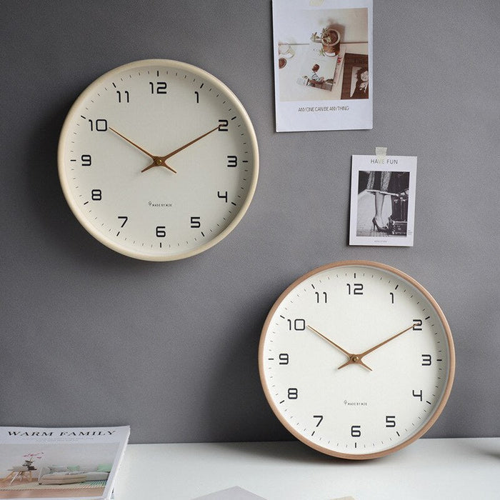 Nordisk Veggklokke i Tre Minimalistisk Design 2