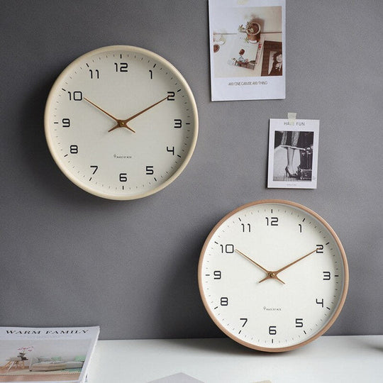 Nordisk Veggklokke i Tre Minimalistisk Design 2
