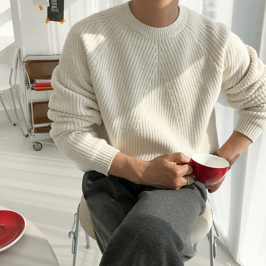 Herre Langærmet Strikket Sweater Avslappet Stil