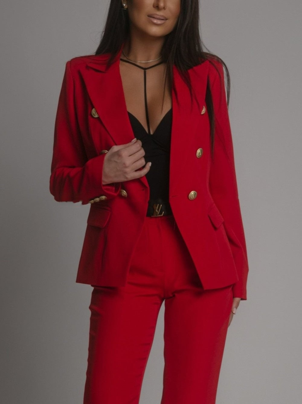 Kvinne Double-Breasted Dress Suit med Skreddersydd Passform