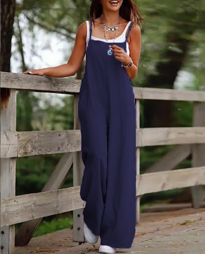 Uformell ermeløs jumpsuit for kvinner