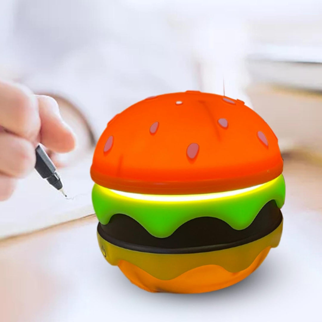 Oppladbar Bordlampe Med Hamburgerdesign, Justerbar Belysning for Moderne Innredning 0