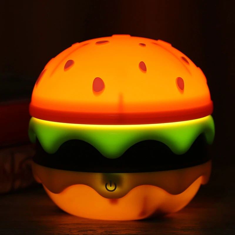 Oppladbar Bordlampe Med Hamburgerdesign, Justerbar Belysning for Moderne Innredning 1
