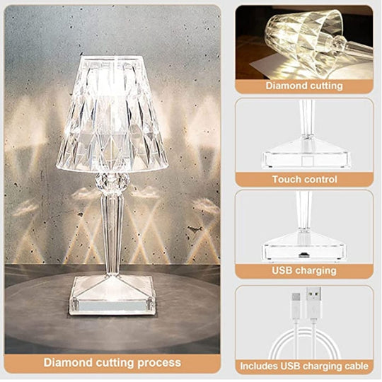 Oppladbar Bordlampe med Diamant-inspirert Design for Soverommet 6