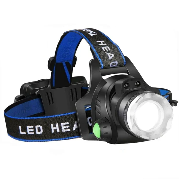 Oppladbar LED-hodelykt med Zoomfunksjon 0