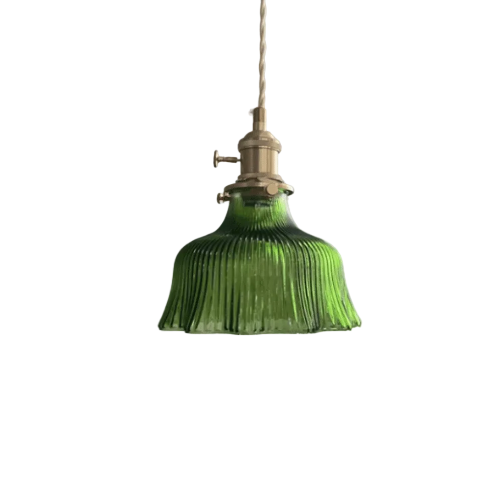Pendellampe i Retro Stil med Glass og Kobber 0