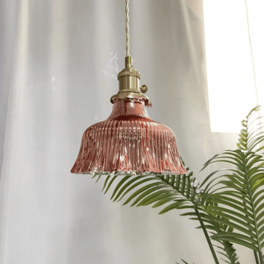 Pendellampe i Retro Stil med Glass og Kobber 1