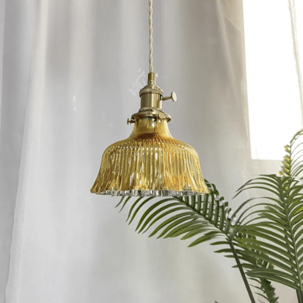 Pendellampe i Retro Stil med Glass og Kobber 2