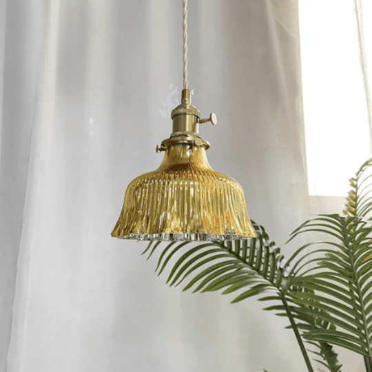 Pendellampe i Retro Stil med Glass og Kobber 2