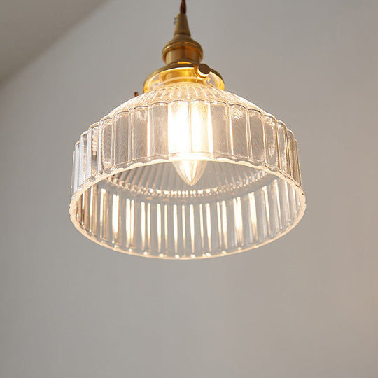 Pendellampe i Rustikk Stil med Ribbet Glass 1