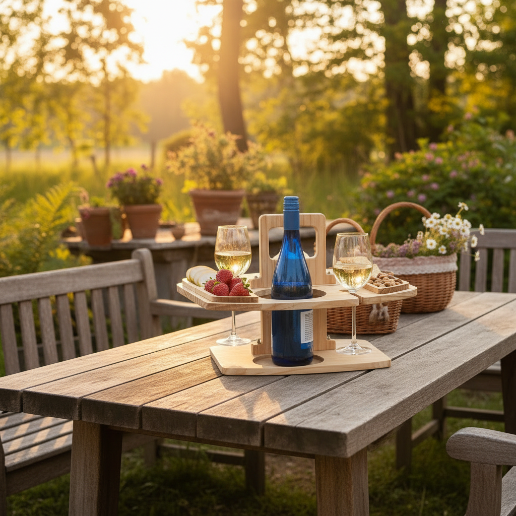Piknikbord Kompakt Utendørs Med Naturlig Design 4