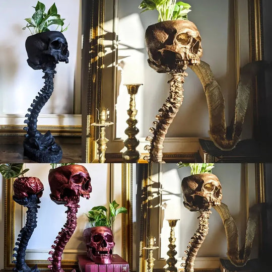 Planter med Hodeskalle og Ryggrad - Gotisk Design 1