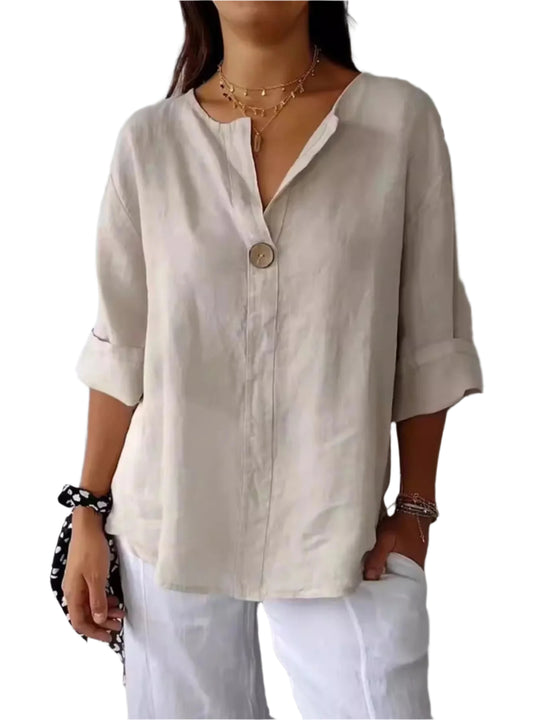 Plus Size Bluse Notch Detalj Polyester 0