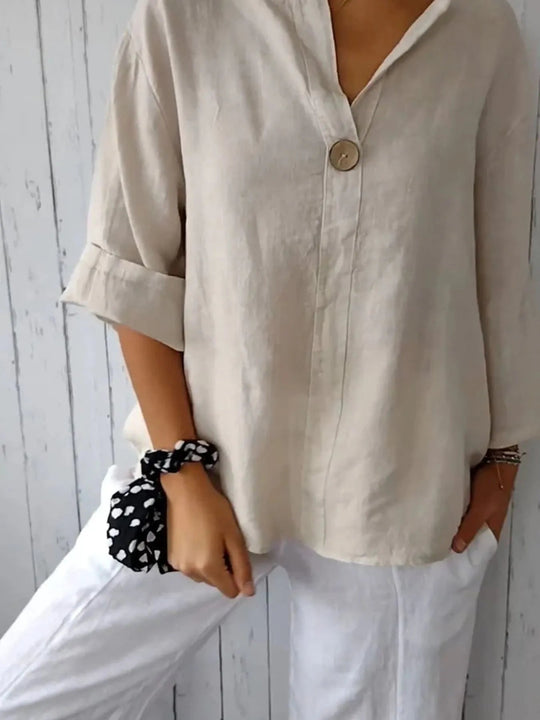 Plus Size Bluse Notch Detalj Polyester 1