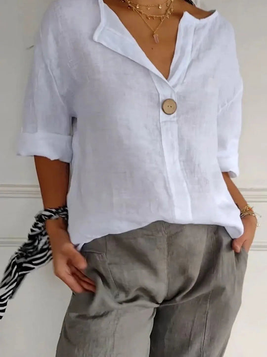 Plus Size Bluse Notch Detalj Polyester 11