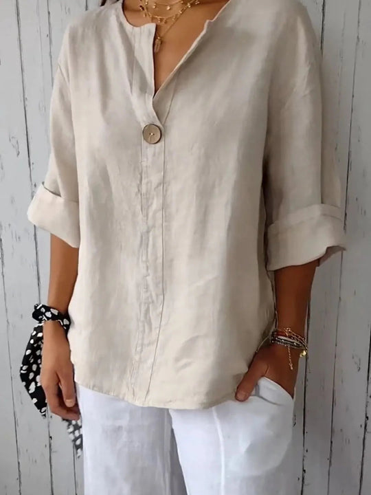 Plus Size Bluse Notch Detalj Polyester 2