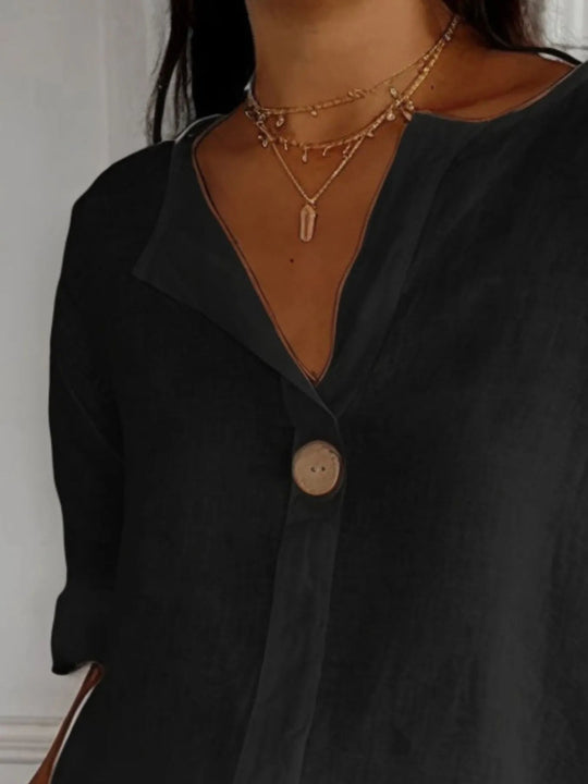Plus Size Bluse Notch Detalj Polyester 5