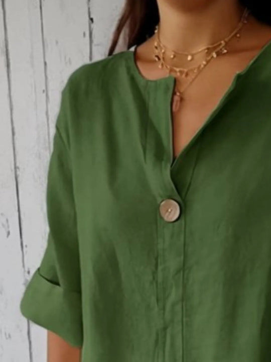 Plus Size Bluse Notch Detalj Polyester 7