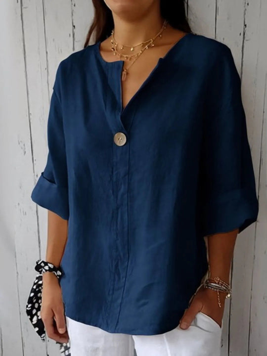Plus Size Bluse Notch Detalj Polyester 9