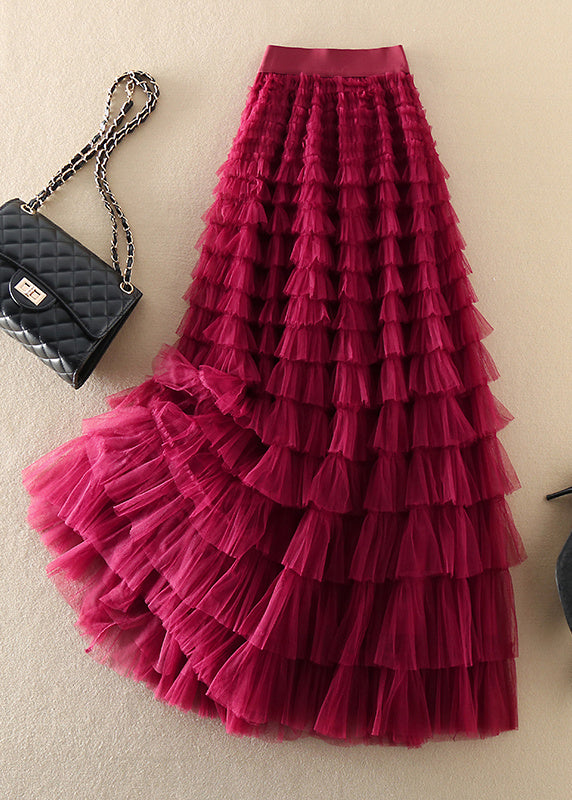 Plus Size Tyllskjørt med Rynker 0